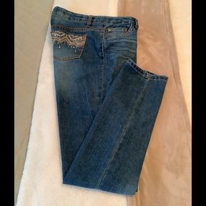 Arizona jeans sequin on pockets size 16.5 Junior blue stretch 34 waist i…